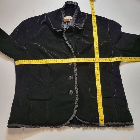 Hi Studio Black Velvety Velour Blazer Jacket Women's Plus Size 14 Whimsigoth - Picture 6 of 8